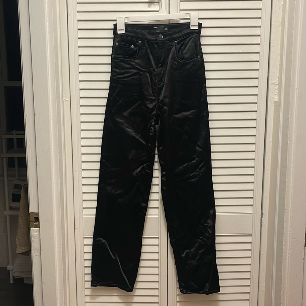 asos silk high waisted straight leg pants